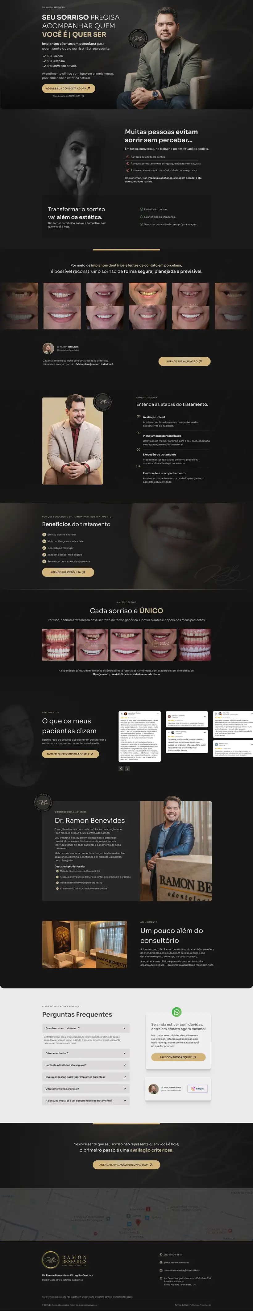 Landing page do dentista Ramon Benevides, página inteira